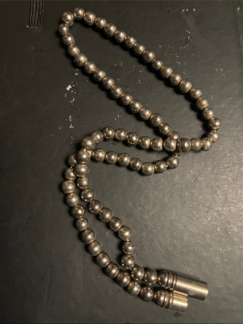 Vintage 20 inch Silver-Tone Beaded Necklace - Classic Metallic Women’s Jewelry